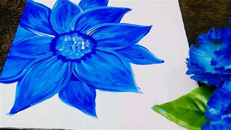 Easy Blue Flower Painting For Kids Step By Step Acrylic Painting