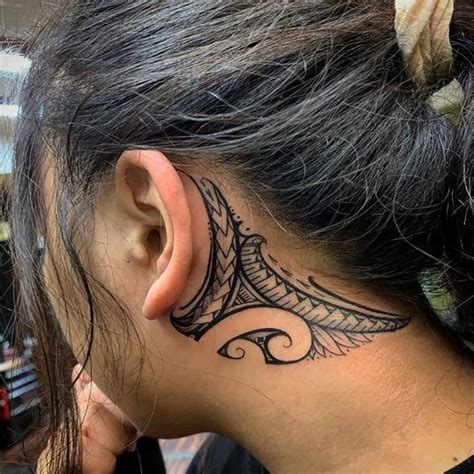 Lio Faamasino Tattoo Blackwork Polynesian Neck Tribal Tattoos For