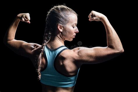 Athlete Woman Flexing Muscles Stock Image Image Of Athletic Muscular