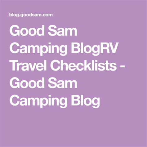 Good Sam Camping Blogrv Travel Checklists Good Sam Camping Blog