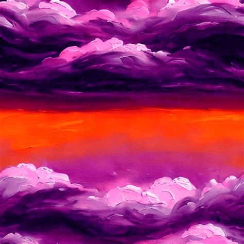 Purple Pink Orange Storm Clouds Painting · Creative Fabrica