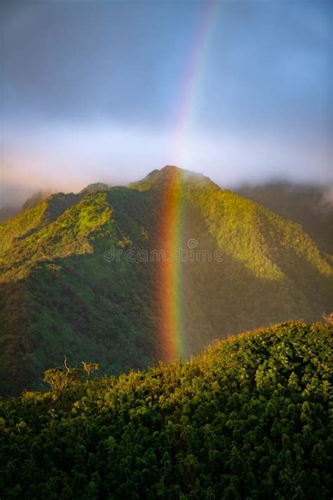 Sunset Rainbow Hawaii Stock Photo Image Of City Diving 239344372