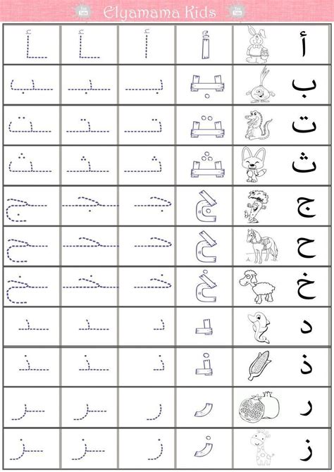 Arabic Alphabet Writing Practice Sheets