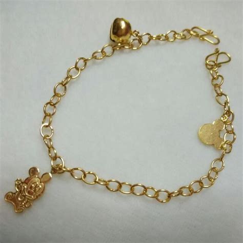 Poh Heng Gold 916 Mickey Mouse Baby Bracelet Anklets Luxury