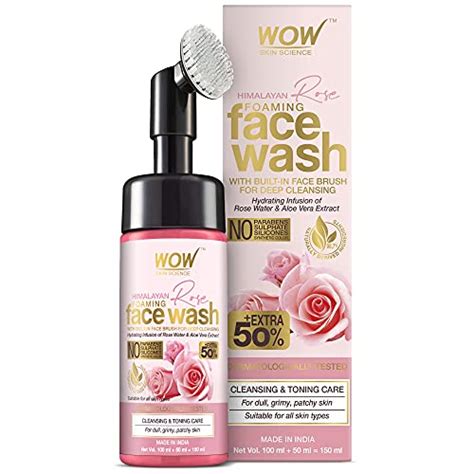 Wow Skin Science Himalayan Rose Foaming Face Wash With Built In Brush