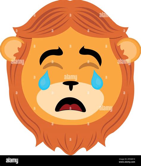 Vector Illustration Face Of A Cartoon Lion With A Sad Expression
