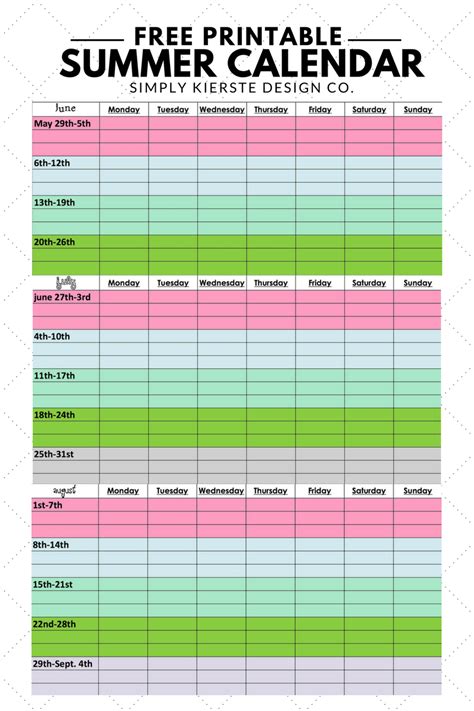 Printable Summer Daily Schedule Template Printable Templates