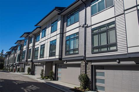 Brand New Townhouse Complex Rows Of Townhomes Side By Side External