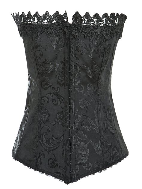 [10 off] lace up jacquard buckle corset rosegal