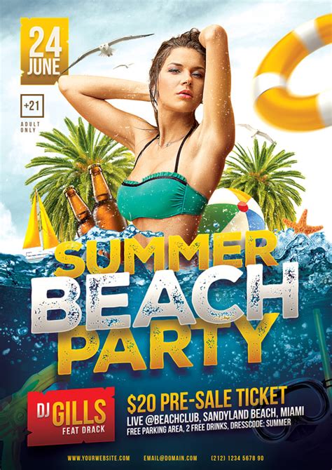 beach party flyer psd free download