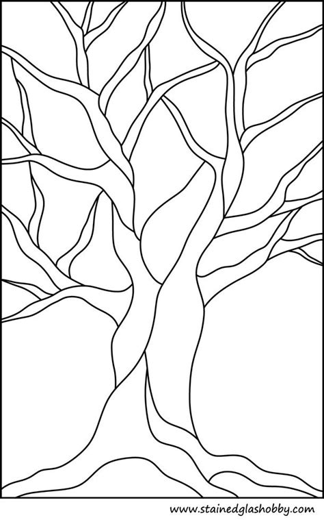 A Stained Glass Tree With No Leaves In The Middle And Branches On Each