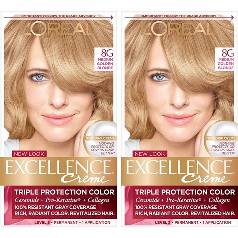 L Oréal Paris Excellence Créme Permanent Hair Color 8g Medium Golden Blonde 2 Count 100 Gray