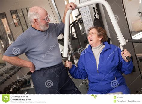 Senior Adult Couple In The Gym Stock Image Image Of Guide Grandma