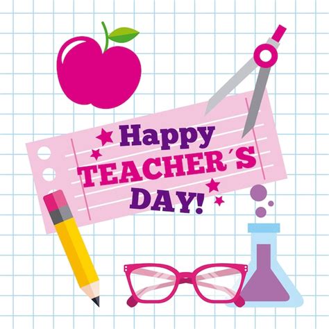 Premium Vector Happy Teacher Day Card Greeting Celebration