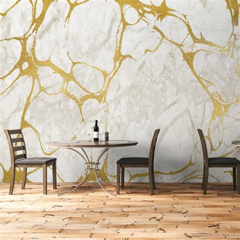 Gold Veined Marble Effect Wallpaper