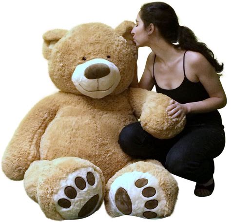 Big Plush Giant Teddy Bear Five Feet Tall Tan Color Soft Smiling Big