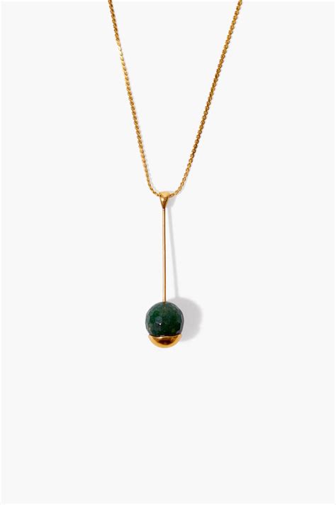Gold Dipped Indian Aventurine Pendant Necklace Chan Luu