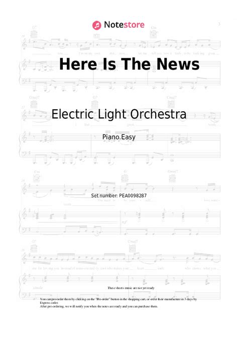 Electric Light Orchestra Here Is The News Sheet Music For Piano