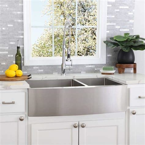 Stainless Steel 36 Inch Double Bowl Apron Front Farmhouse Kitchen Sink