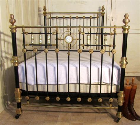 Victorian Brass And Iron Double Bed Mother Of Pearl Inlay Antiques Atlas