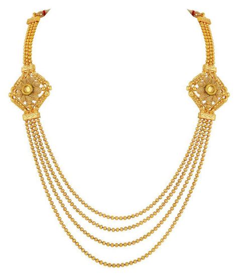 asmitta traditional jalebi design gold plated matinee style 4 string necklace set for women