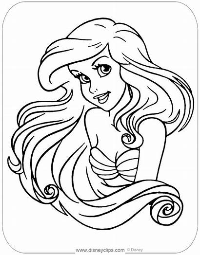 Ariel Coloring Disney Mermaid Princess Colorear Disneyclips