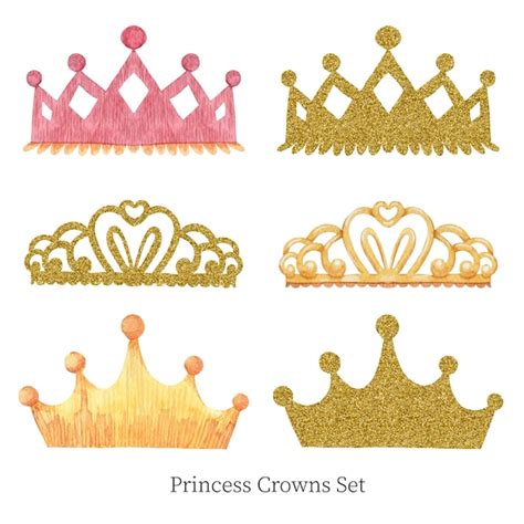 Conjunto De Coronas De Princesas Vector Premium