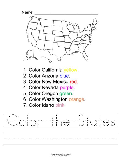 Quiz Worksheet About States Color The States Worksheet Twisty