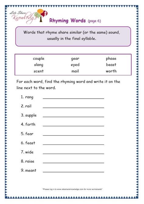 Download and print turtle diary's identify rhyming words worksheet. Grade 3 Grammar Topic 32: Rhyming Worksheets | Rhyming ...