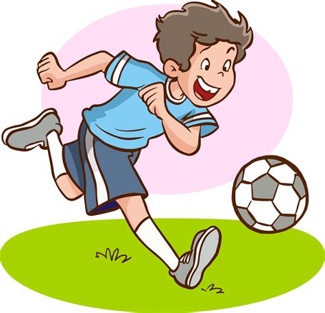 Niño Jugando Vector De Dibujos Animados De Fútbol 18807797 Vector En