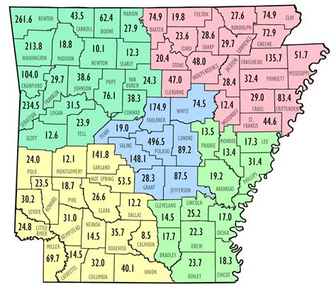 Population Density Map Encyclopedia Of Arkansas