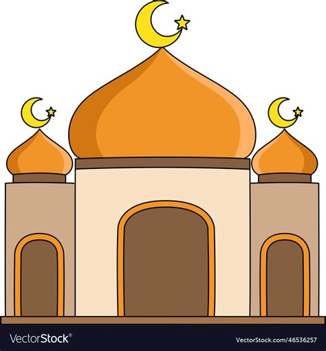 Mosque Cartoon Colored Clipart Royalty Free Vector Image