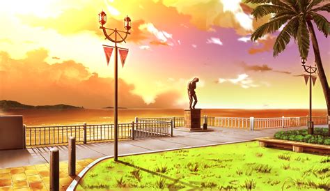 Anime Landscape Anime Sunset Beach View Background