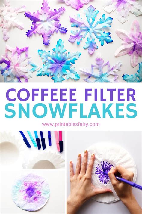 Coffee Filter Snowflakes Free Printable Templates Winter Crafts