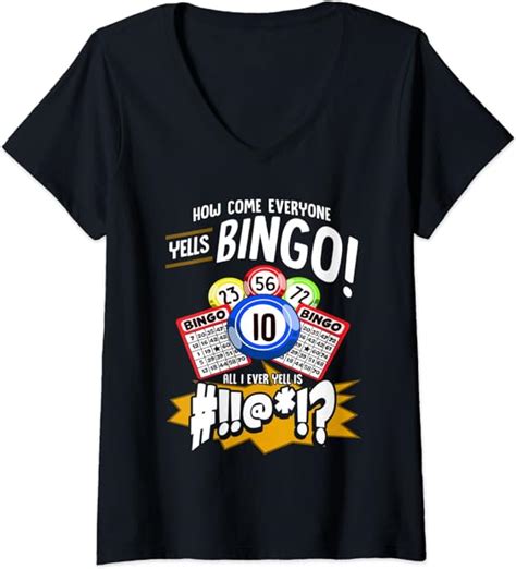 Womens Bingo Inspired Coverall Related Bingo Card Design V Neck T Shirt
