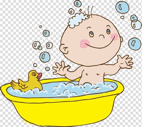 Baby Playing On Bathtub Bathing Cartoon Child Baby Shower