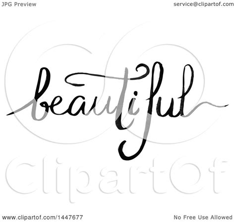 Clipart Of A Grayscale Handwritten Motivational Word Beautiful