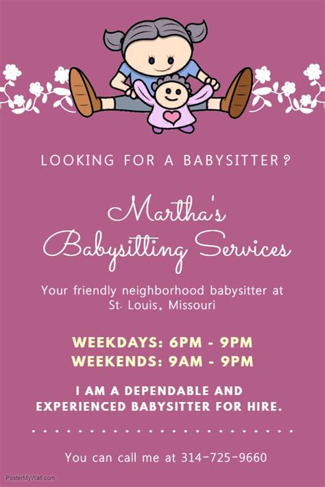 Pin On Babysitting Posters FreePrintable Me