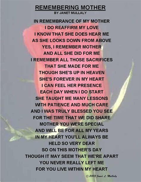 Inspirational Posters And Ts Mother Poems Remembering Mother