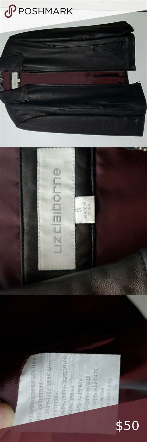 Womens Classic Leather Jacket Jacket Zip Front Liz Claiborne Classic