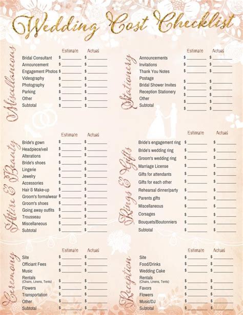 Free Printable Wedding Checklist Worksheets Printable World Holiday