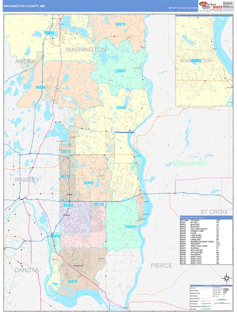 Washington County Mn Wall Map Color Cast Style By Marketmaps Mapsales