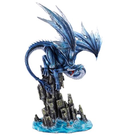 Blue Dragon On Watery Rock Figurine Dragon Ts