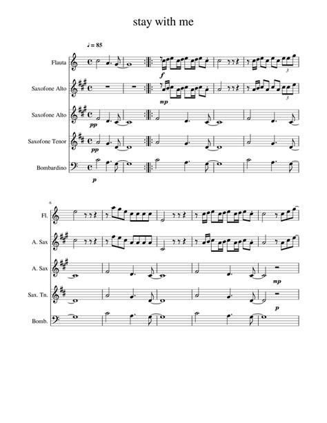 Stay With Me Sheet Music For Flute Saxophone Alto Saxophone Tenor