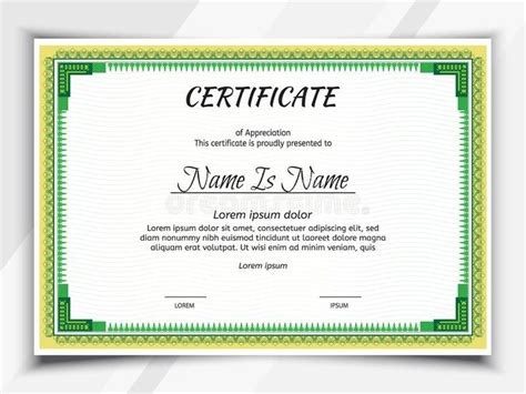 A Certificate Or Diploma With Green Border And Gold Trimmings On White