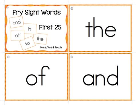 Fry Sight Word Flashcards Make Take And Teach