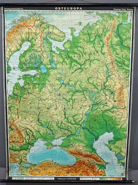 Eastern Europe Vintage Rollable Map Wall Chart Poster Etsy