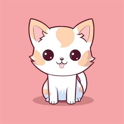 Cute Cat Illustration Cat Kawaii Chibi Vector Drawing Style Cat Cartoon