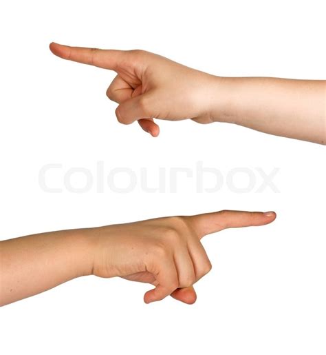Hands Pointing To Left And Right Stock Photo Colourbox