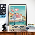 Copenhagen Denmark Print Copenhagen Vintage Travel Poster | Etsy ...